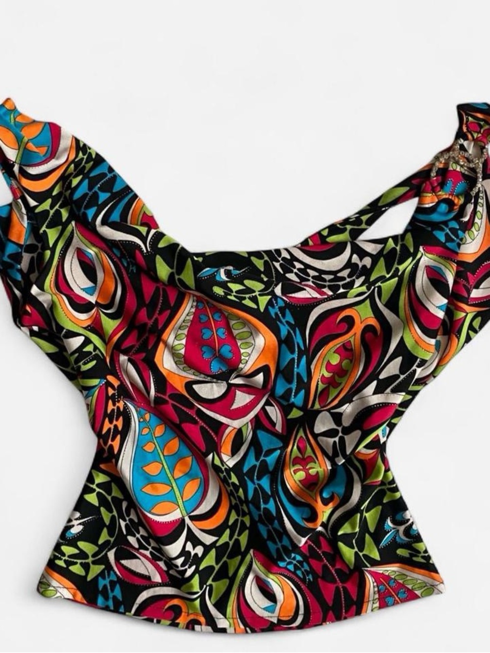 Vintage 90s colorful slouchy slinky patterned top